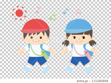 可愛的遊覽插畫（彩色帽子版） 115260898