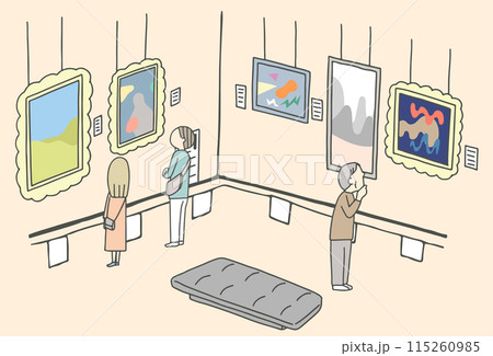 美術館に来ている人たち 115260985