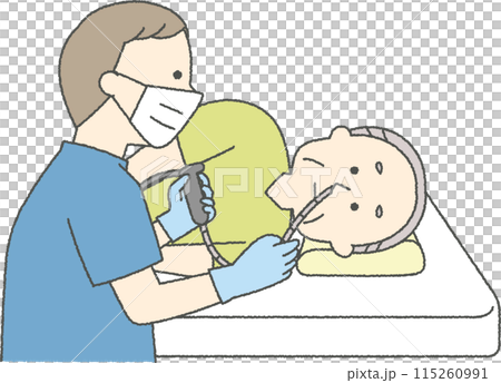 鼻から胃カメラを入れる男性 115260991