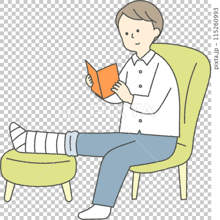 一個骨折的男人在家裡度過時光 一個骨折的男人在家裡度過時光 115260993