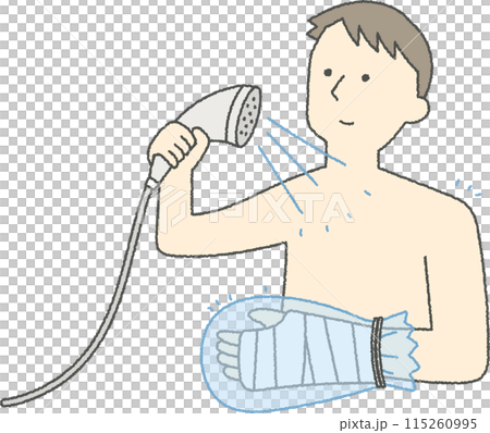 一名男子因骨折而洗澡 115260995