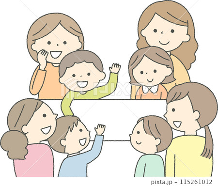 ママ友同士で交流をしているイラスト 115261012