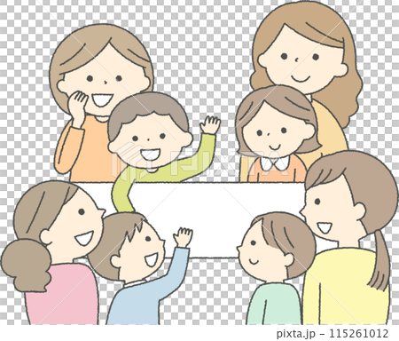 ママ友同士で交流をしているイラスト 115261012