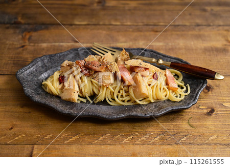 筍と辛子明太子のピリ辛パスタ 115261555