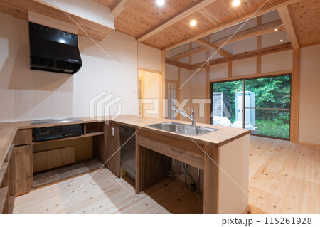 新築のリビングとキッチン 新築のリビングとキッチン 115261928