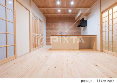 新築のリビングとキッチン 新築のリビングとキッチン 115261967