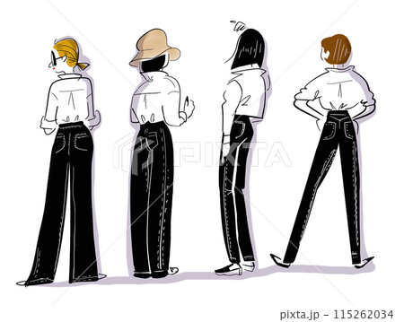 女性の後ろ姿のイラストのイラスト素材 [115262034] - PIXTA