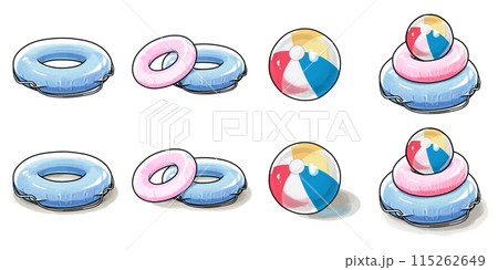 うきわとビーチボール（影あり・影なし） 115262649