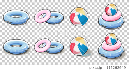 うきわとビーチボール（影あり・影なし） 115262649