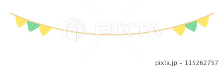 余白のある三角のフラッグのガーランド - 手描きのかわいいデコレーション用素材 余白のある三角のフラッグのガーランド - 手描きのかわいいデコレーション用素材 115262757