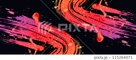 Abstract Vibrant and Colorful Brush Sport Background with Halftone Effect. Brushstroke Illustration for Banner or Poster Design 115264071