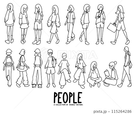 People doodle vector set. Drawing sketch illustration hand drawn line eps10 People doodle vector set. Drawing sketch illustration hand drawn line eps10 115264286