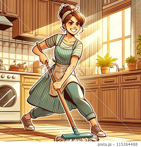 モップかけする女性 115264488