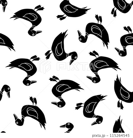 Vector isolated illustration of pattern with ducks. Black and white pattern for children. 115264545