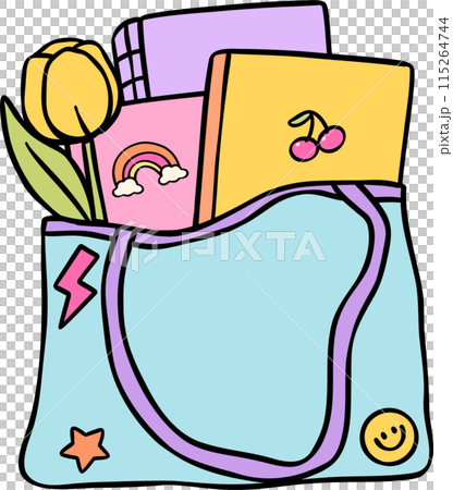 Retro Groovy Book in tote bag Pastel Trendy Doodle Drawing  Bookish Flower Art 115264744