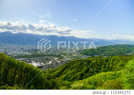 長峰山より安曇平と北アルプスを望む【初夏】 長峰山より安曇平と北アルプスを望む【初夏】 115265272