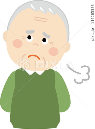 ため息をついている高齢の男性のイラスト ため息をついている高齢の男性のイラスト 115265588