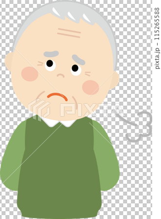 ため息をついている高齢の男性のイラスト ため息をついている高齢の男性のイラスト 115265588