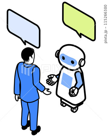 ロボットと会話するビジネスマン ロボットと会話するビジネスマン 115266380
