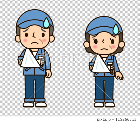 Man and woman in work clothes with broken bones 115266513