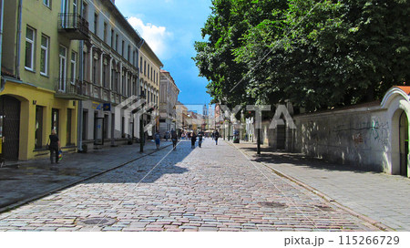 Kaunas old cobbled street 115266729