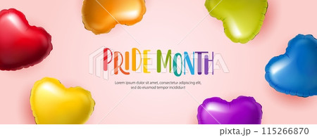 Baner for pride month colorful realistic balloons 115266870