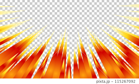 赤と黄色のグラデーションの集中線の素材のイラスト素材 [115267092