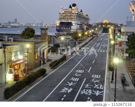 神奈川県　大さん橋に停泊するセレブリティミレニアム　3月 115267118