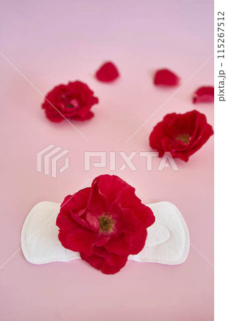 woman's uterus, red roses, menstruation 115267512