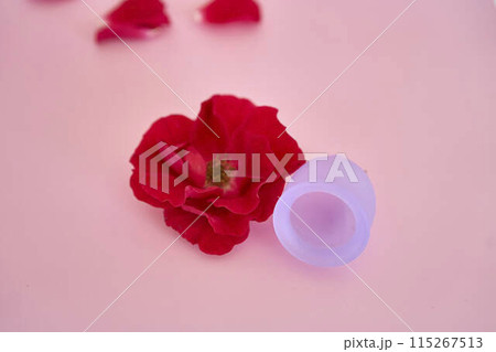 woman's uterus, red roses, menstruation 115267513