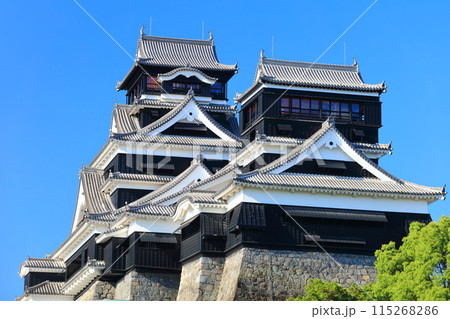 【熊本県】快晴の熊本城（大天守と小天守） 115268286