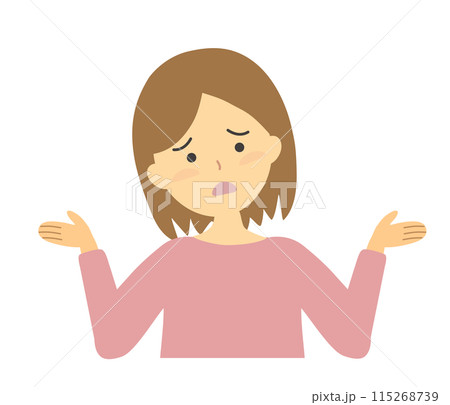 悩んで困った表情の女性イラスト素材 悩んで困った表情の女性イラスト素材 115268739
