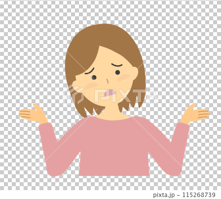 悩んで困った表情の女性イラスト素材 悩んで困った表情の女性イラスト素材 115268739