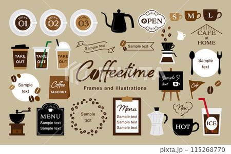 カフェのフレームイラストセット カフェのフレームイラストセット 115268770