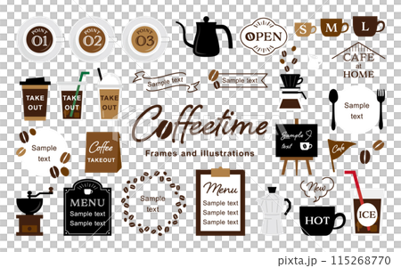 カフェのフレームイラストセット カフェのフレームイラストセット 115268770