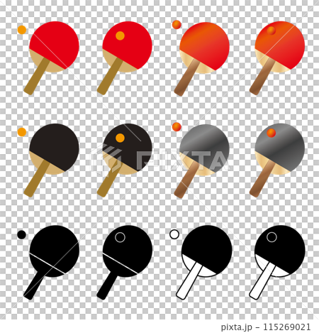 Table tennis racket icon set 115269021