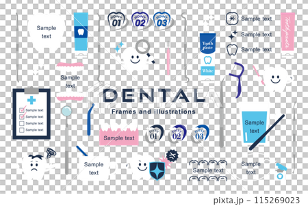 歯のフレームイラストセット 歯のフレームイラストセット 115269023