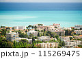 Cagnes sur Mer and blue mediterranean sea and sky 115269475
