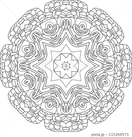 Colorful cute Mandalas. Decorative unusual round ornaments for coloring. Colorful cute Mandalas. Decorative unusual round ornaments for coloring. 115269573