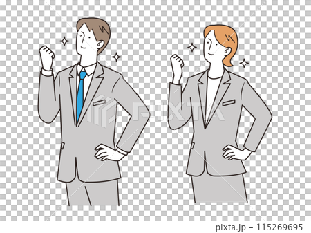 Men and women of a suit wearing a guts pose 115269695