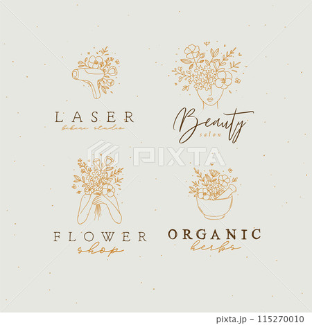 Beauty floral woman modern symbols beige 115270010