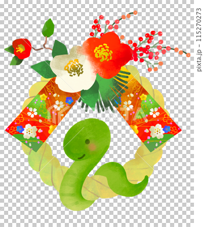 巳年 しめ縄 しめ飾りとヘビのイラスト 巳年 しめ縄 しめ飾りとヘビのイラスト 115270273