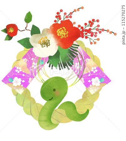 巳年 しめ縄 しめ飾りとヘビのイラスト 巳年 しめ縄 しめ飾りとヘビのイラスト 115270275