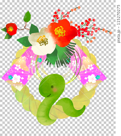 巳年 しめ縄 しめ飾りとヘビのイラスト 巳年 しめ縄 しめ飾りとヘビのイラスト 115270275