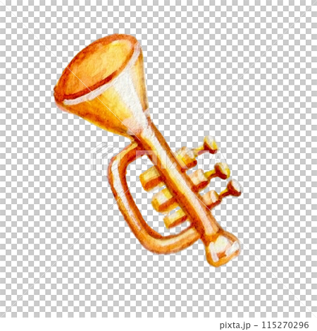 水彩で描いたトランペット 水彩で描いたトランペット 115270296
