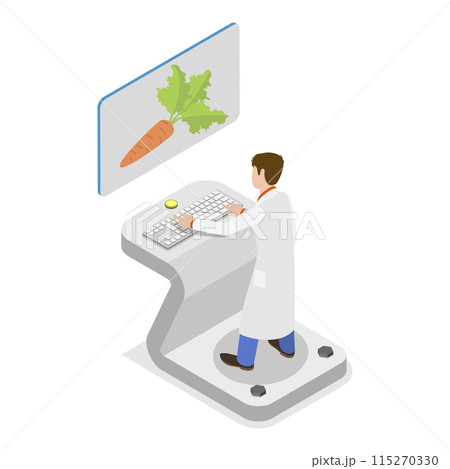 3D Isometric Flat Illustration of Agricultural Research, Artificial Food Products. Item 4 3D Isometric Flat Illustration of Agricultural Research, Artificial Food Products. Item 4 115270330