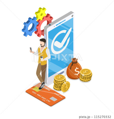 3D Isometric Flat Illustration of Bank Credit, Money Borrowing. Item 1 115270332