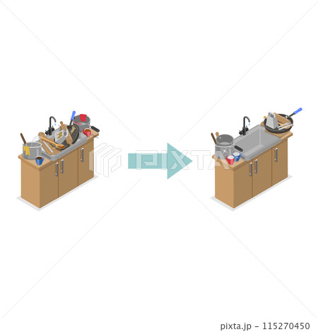 3D Isometric Flat Vector Illustration of Decluttering, Cleaning Unused Items. Item 2 115270450