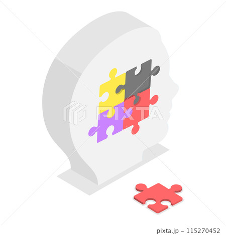 3D Isometric Flat Vector Illustration of PTSD Effects, Posttraumatic Stress Disorder. Item 2 3D Isometric Flat Vector Illustration of PTSD Effects, Posttraumatic Stress Disorder. Item 2 115270452