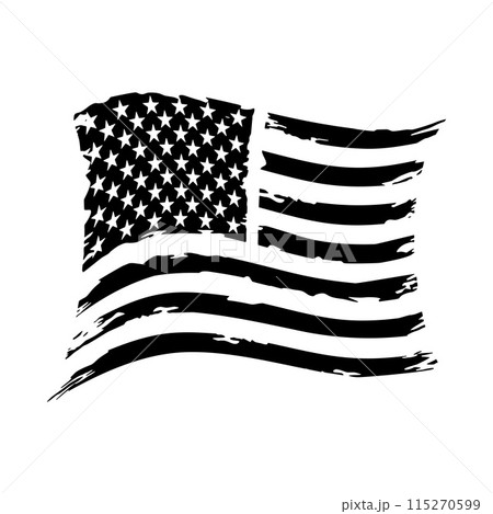 Black and white American flag - USA Flag - US Flag Cut File - American Flag- 4th of July Stencil - Distressed American Flag US Vetarans 115270599